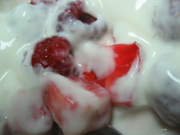 Pagotxa RZk: Jogurt krema fruitu gorrien marmeladaz